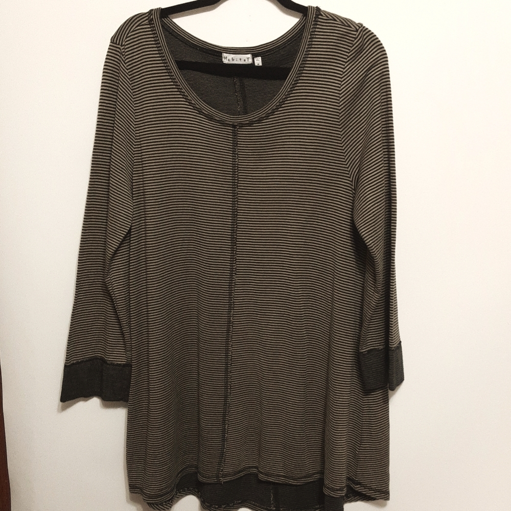Habitat Green Black‎ Stripe Tunic Top
